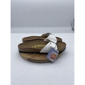 Birkenstock Madrid Sandals Womens 9 White Patent Leather Slide Made Germany